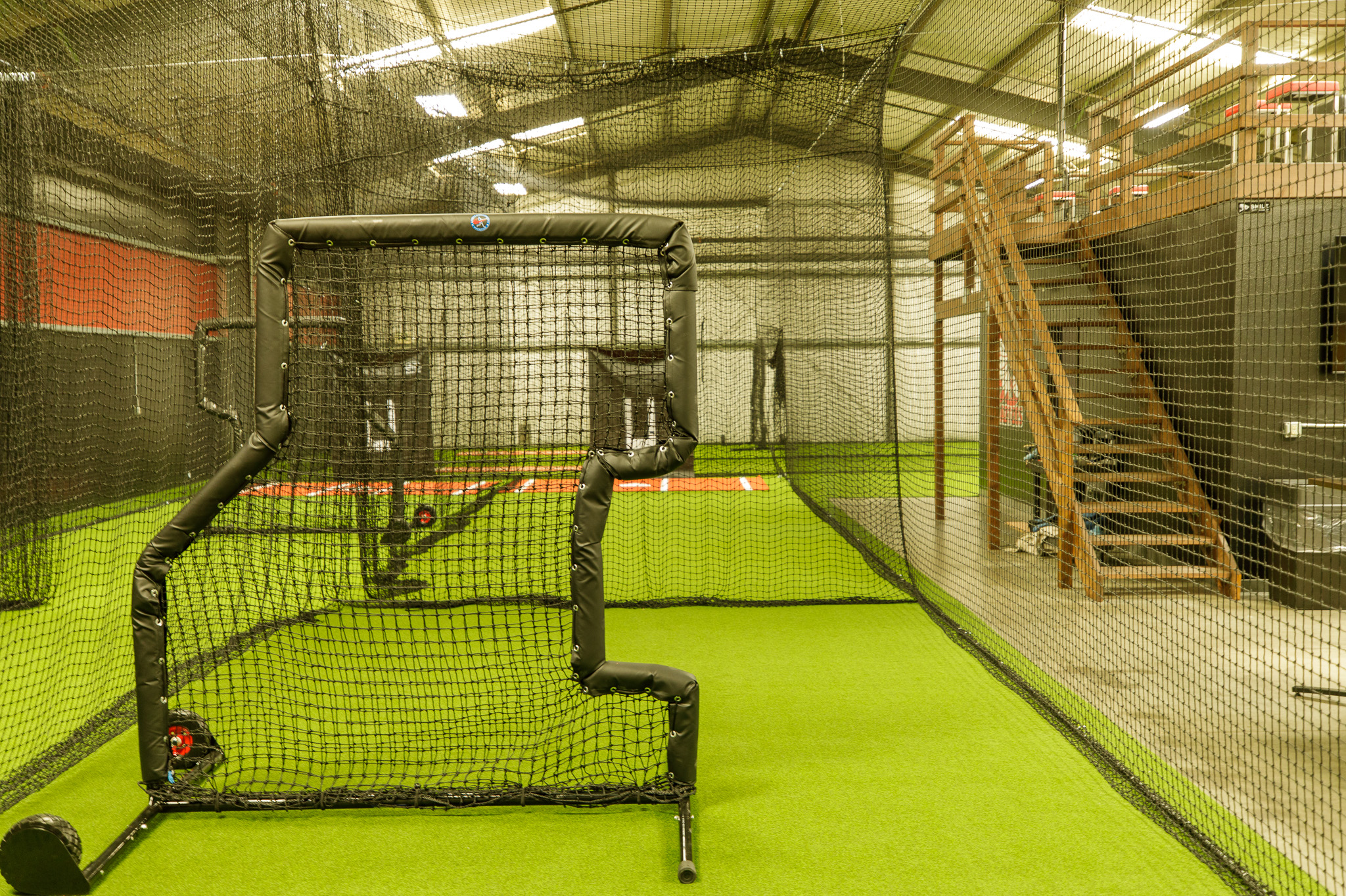 Inside a batting cage tunnel