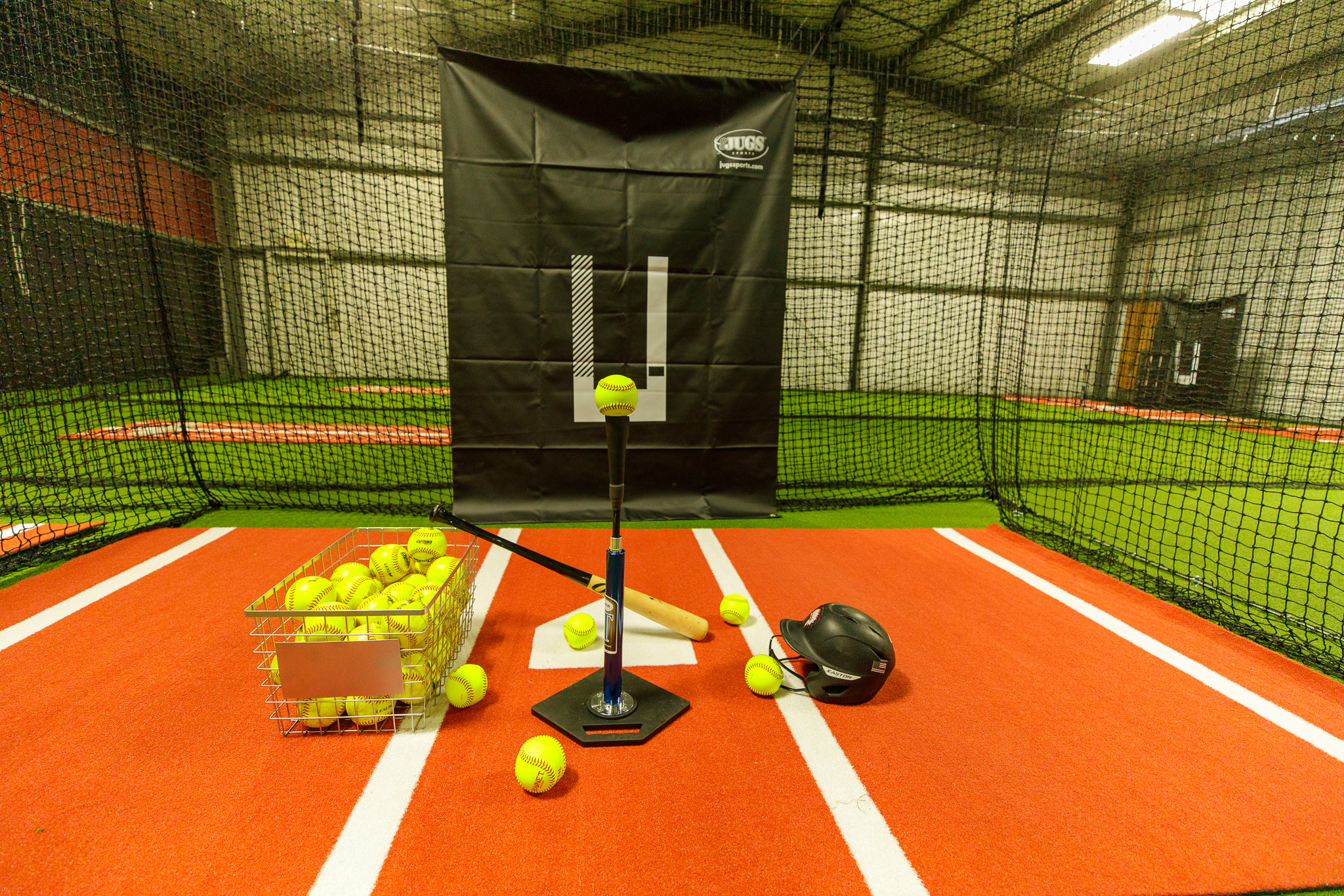 Softball tunnel with tee and equipment